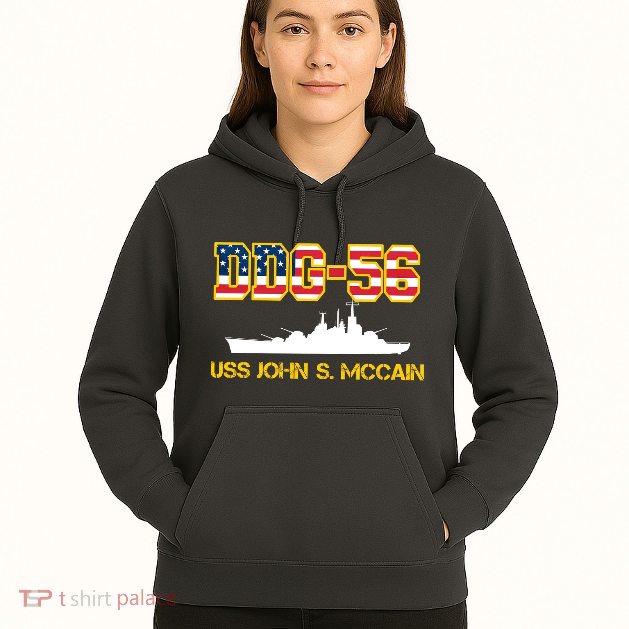 USS John McCain DDG-56 USA Flag Hoodie