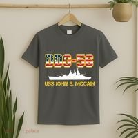 USS John McCain DDG-56 USA Flag T-Shirt thumb 2