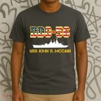 USS John McCain DDG-56 USA Flag T-Shirt thumb 3