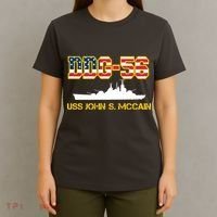 USS John McCain DDG-56 USA Flag T-Shirt thumb 4