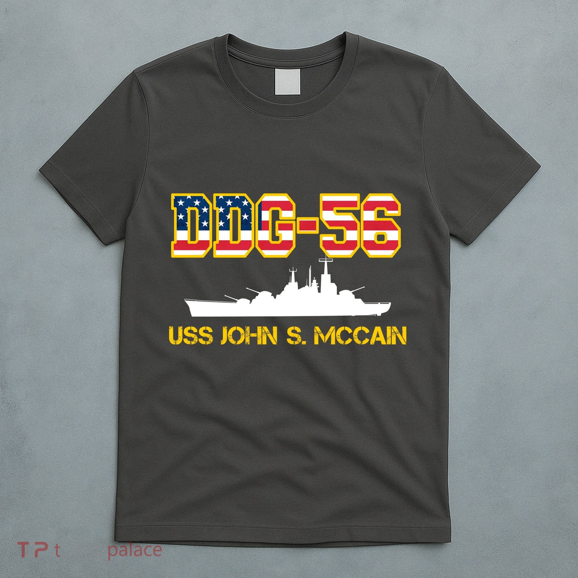 USS John McCain DDG-56 USA Flag T-Shirt