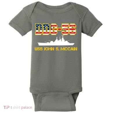 USS John McCain DDG-56 USA Flag Baby Bodysuit