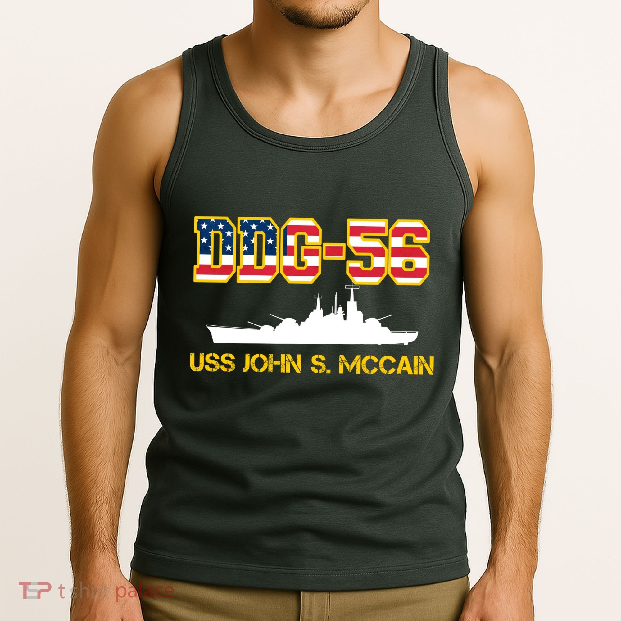 USS John McCain DDG-56 USA Flag Tank Top
