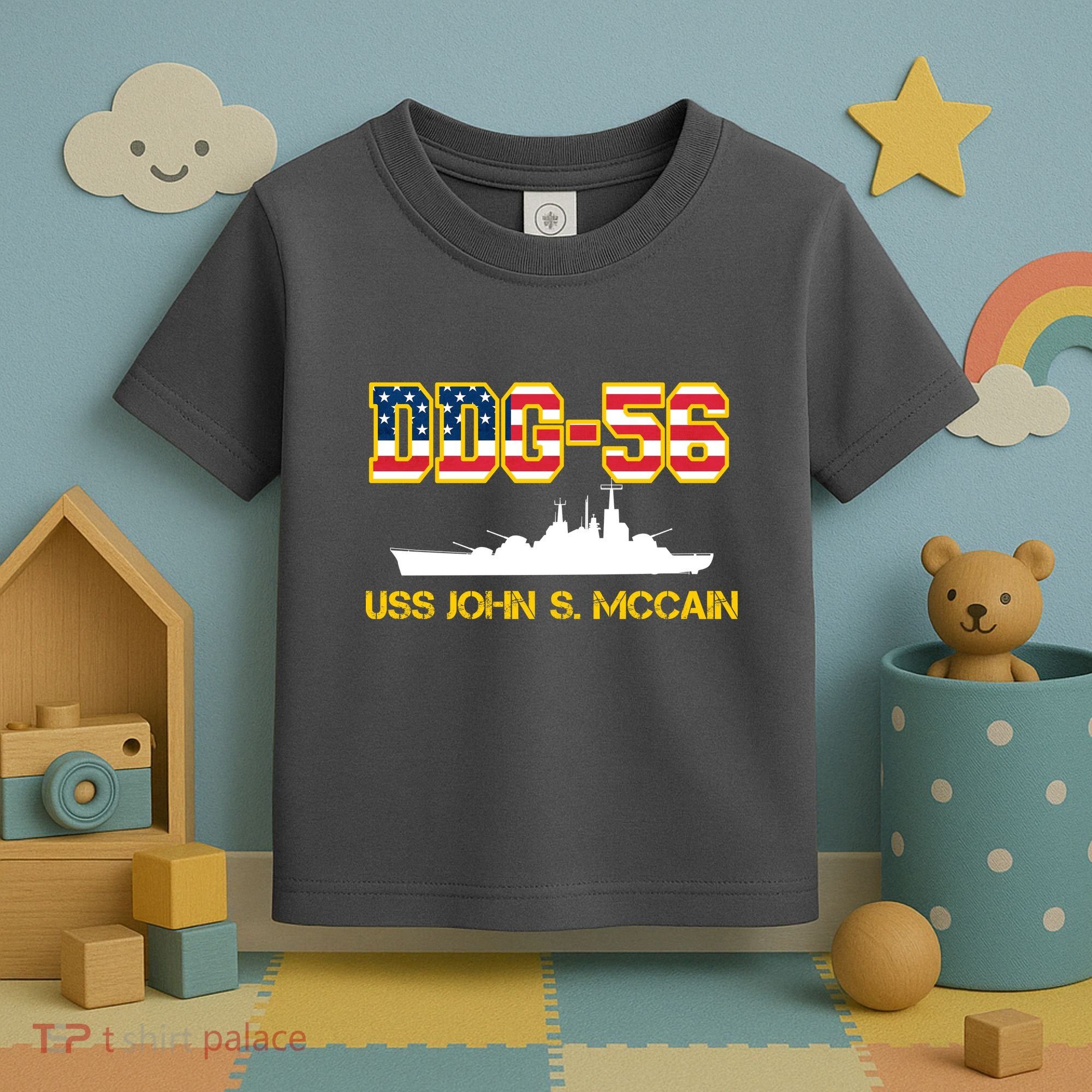 USS John McCain DDG-56 USA Flag Toddler T-Shirt