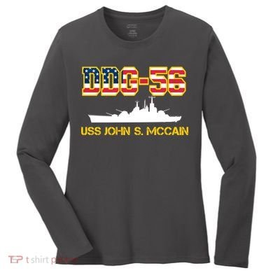 USS John McCain DDG-56 USA Flag Women's Long Sleeve Shirt