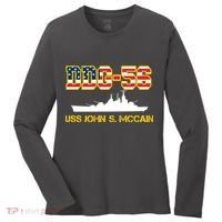 USS John McCain DDG-56 USA Flag Women's Long Sleeve Shirt thumb 0