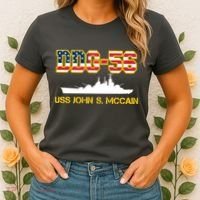 USS John McCain DDG-56 USA Flag Women's T-Shirt thumb 2