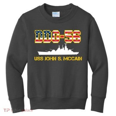 USS John McCain DDG-56 USA Flag Kids Sweatshirt