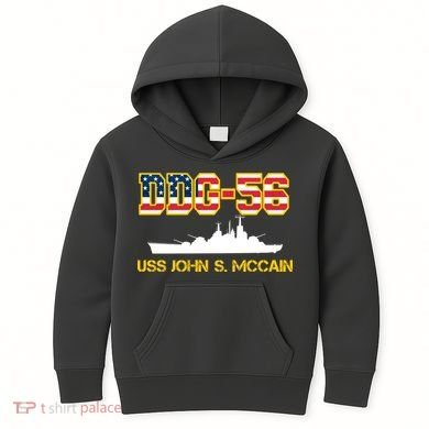 USS John McCain DDG-56 USA Flag Kids Hoodie