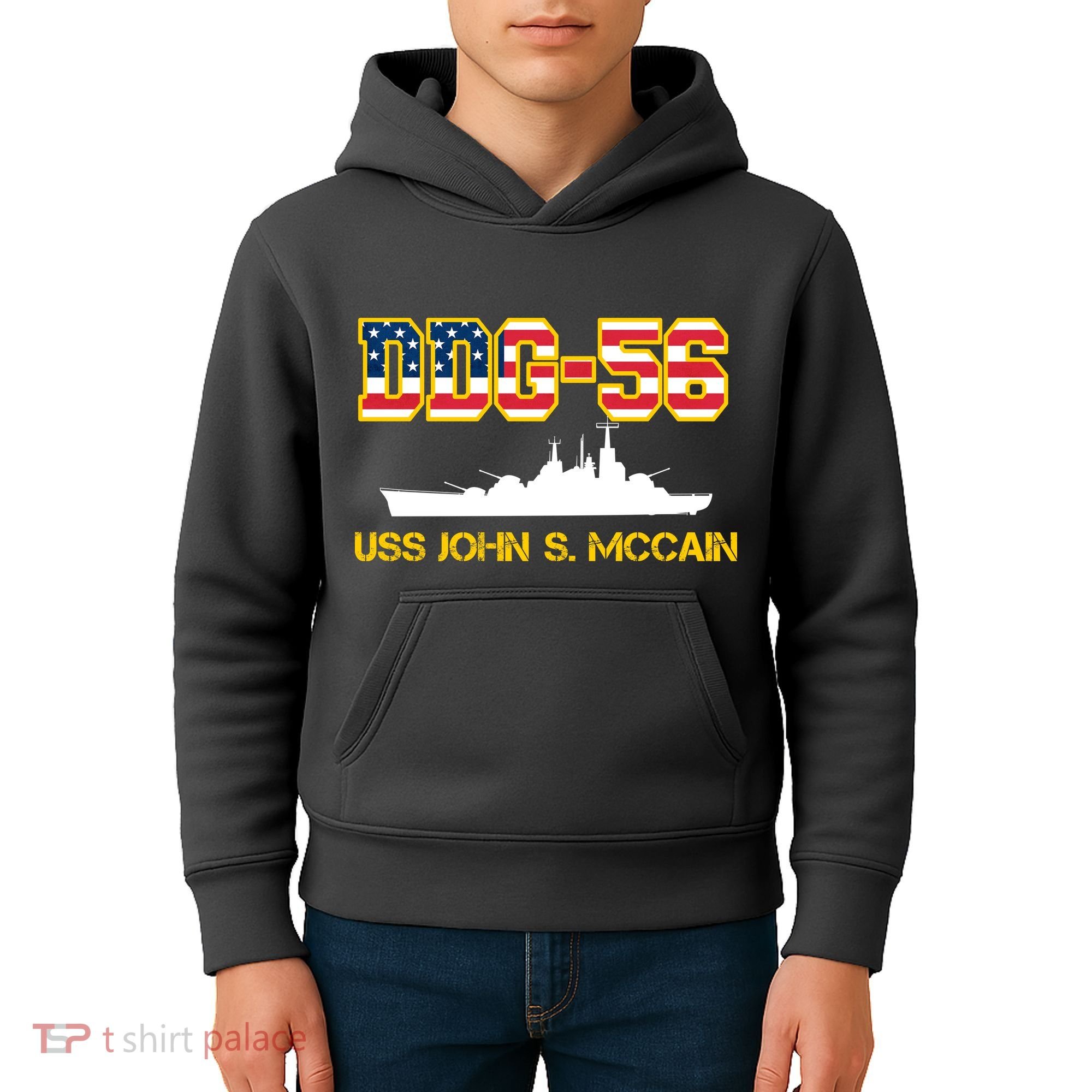 USS John McCain DDG-56 USA Flag Kids Hoodie