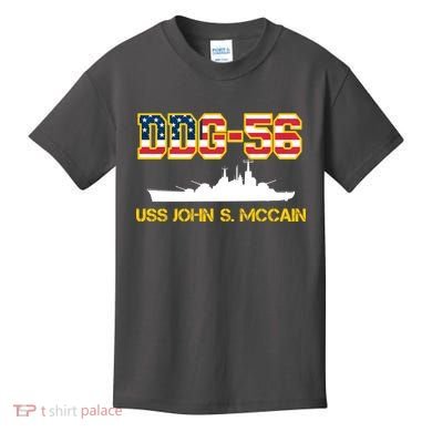 USS John McCain DDG-56 USA Flag Kids T-Shirt