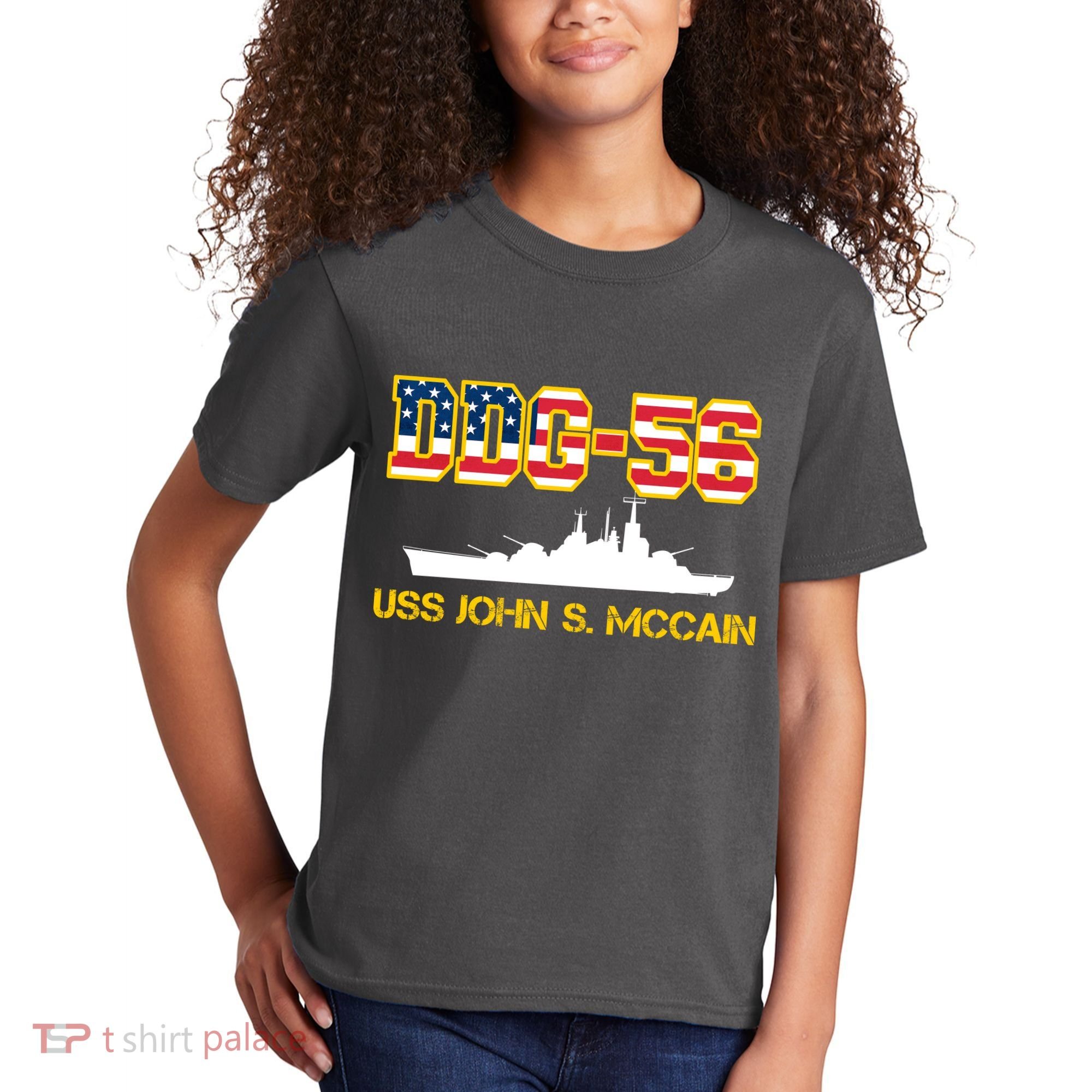 USS John McCain DDG-56 USA Flag Kids T-Shirt