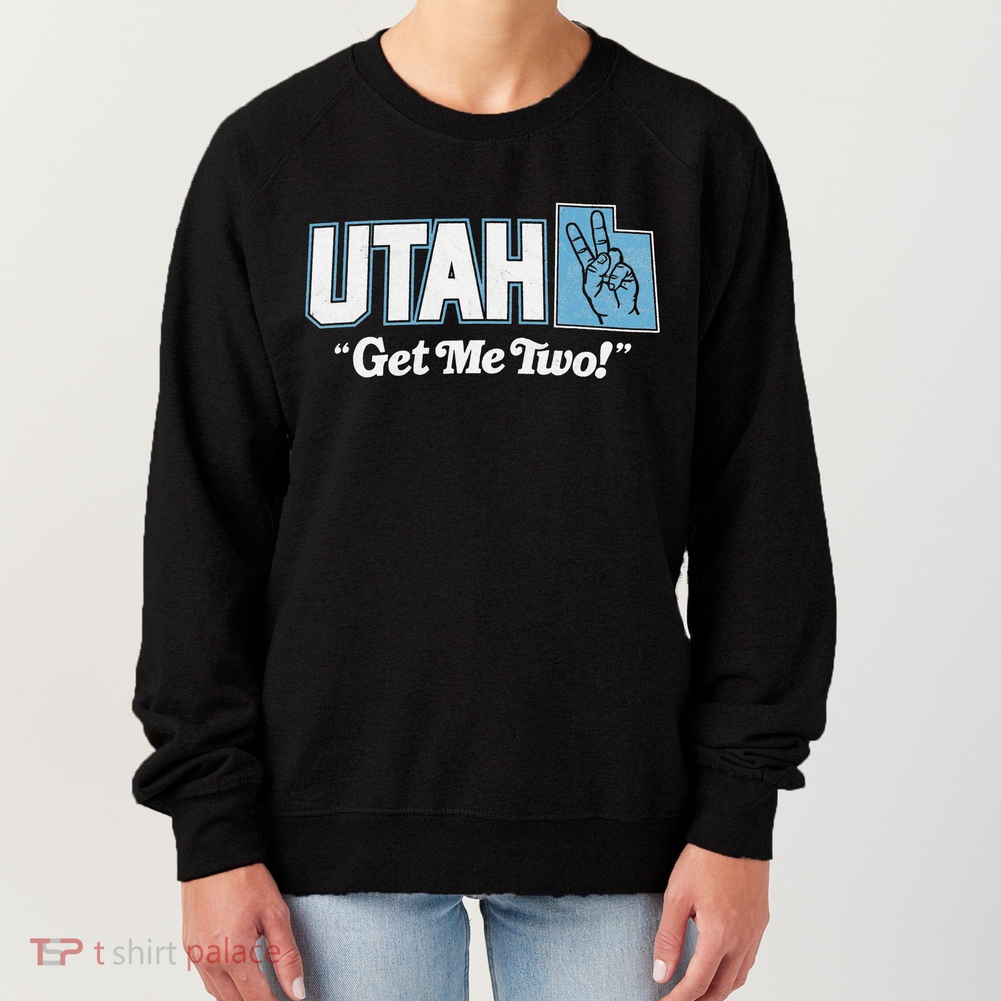 UTAH state slogan get me two finger hand retro 90s action Women's Sweatshirt
