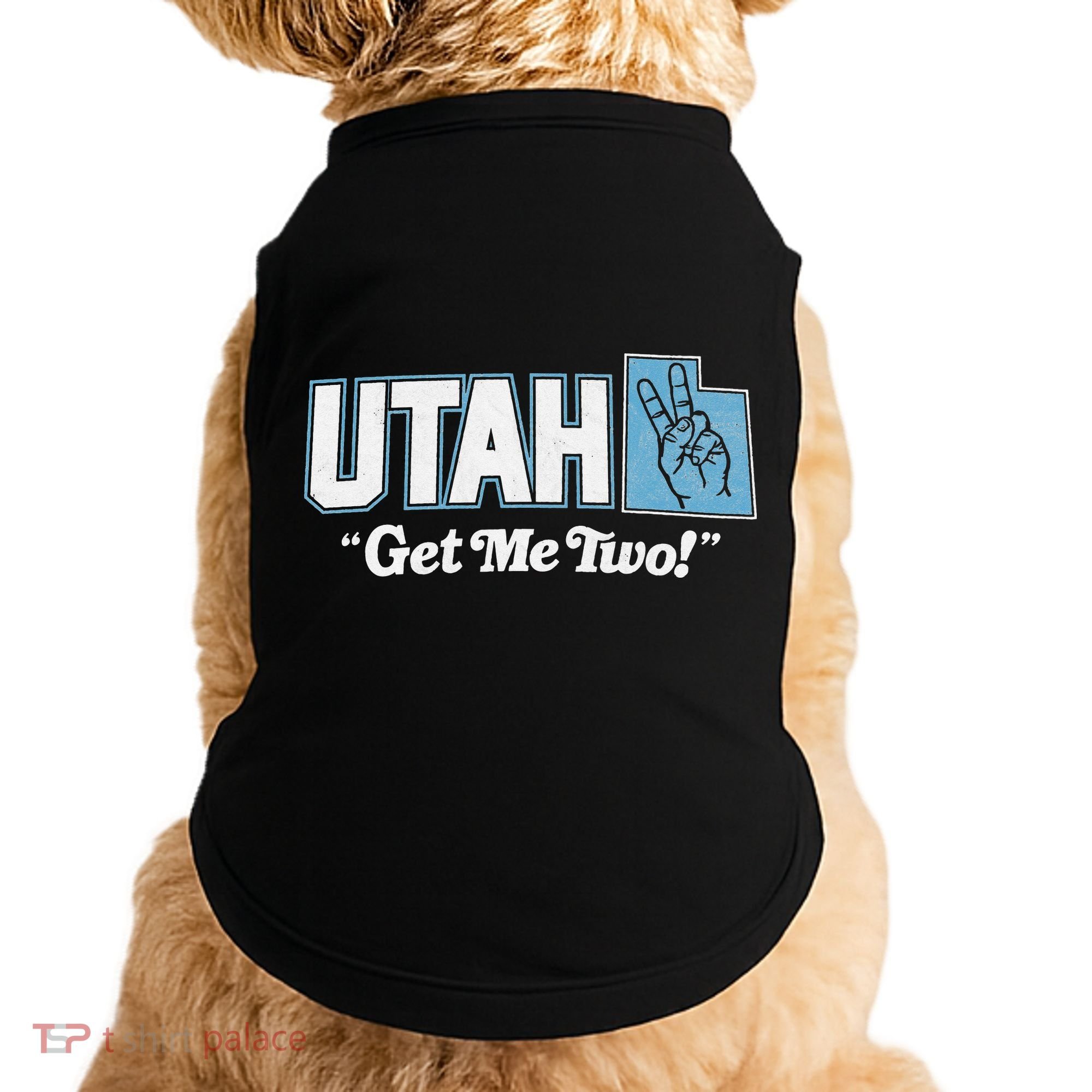 UTAH state slogan get me two finger hand retro 90s action Doggie Tank