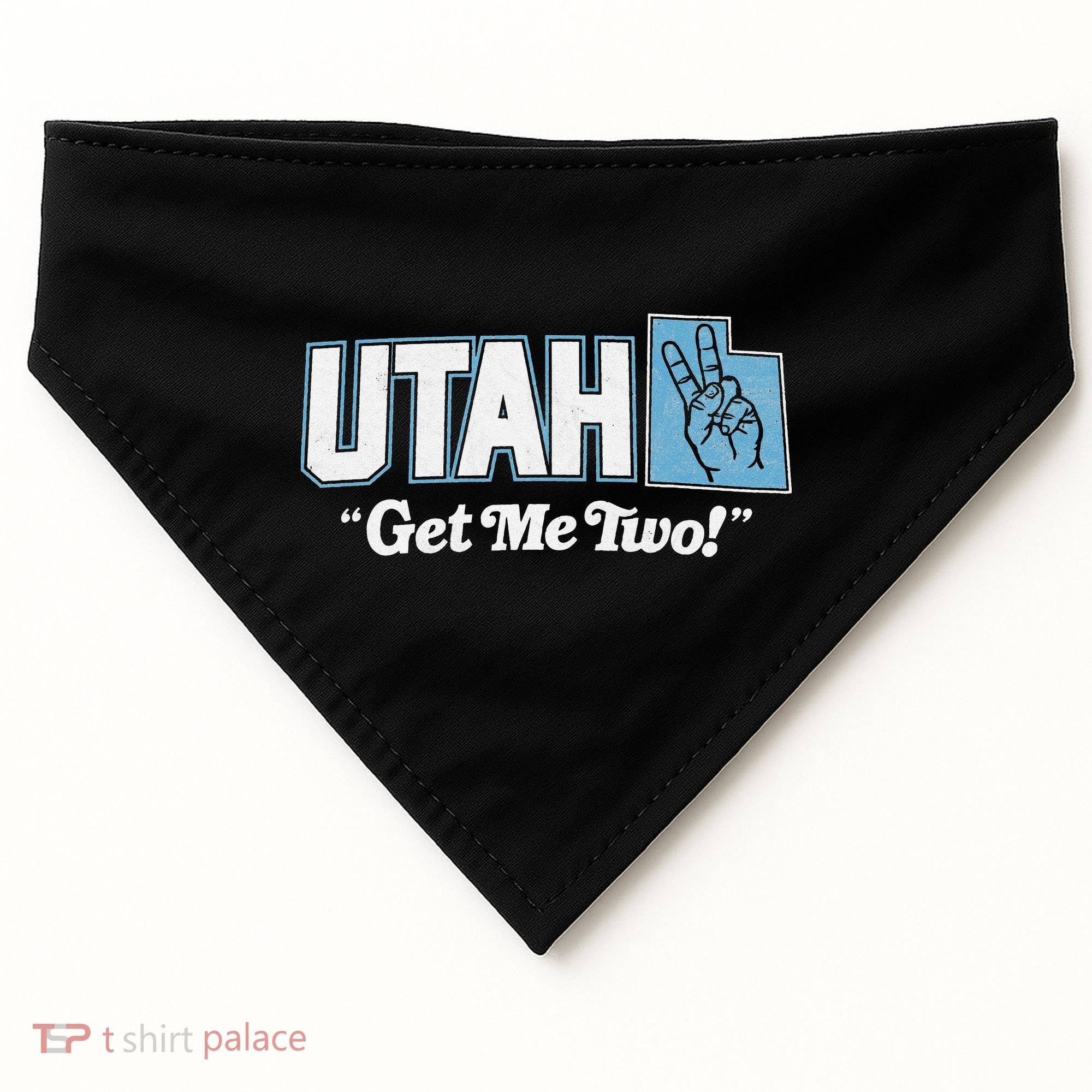 UTAH state slogan get me two finger hand retro 90s action USA-Made Doggie Bandana