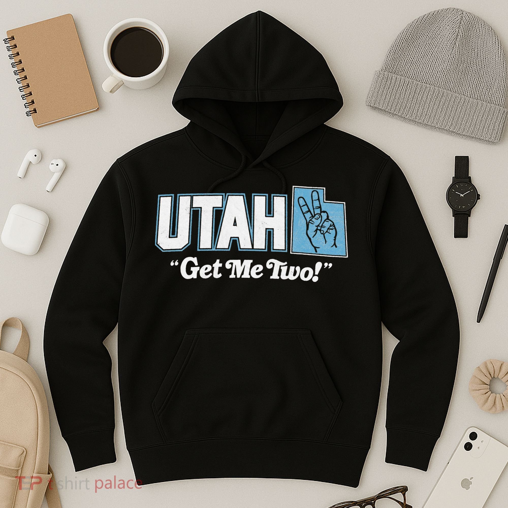 UTAH state slogan get me two finger hand retro 90s action Hoodie
