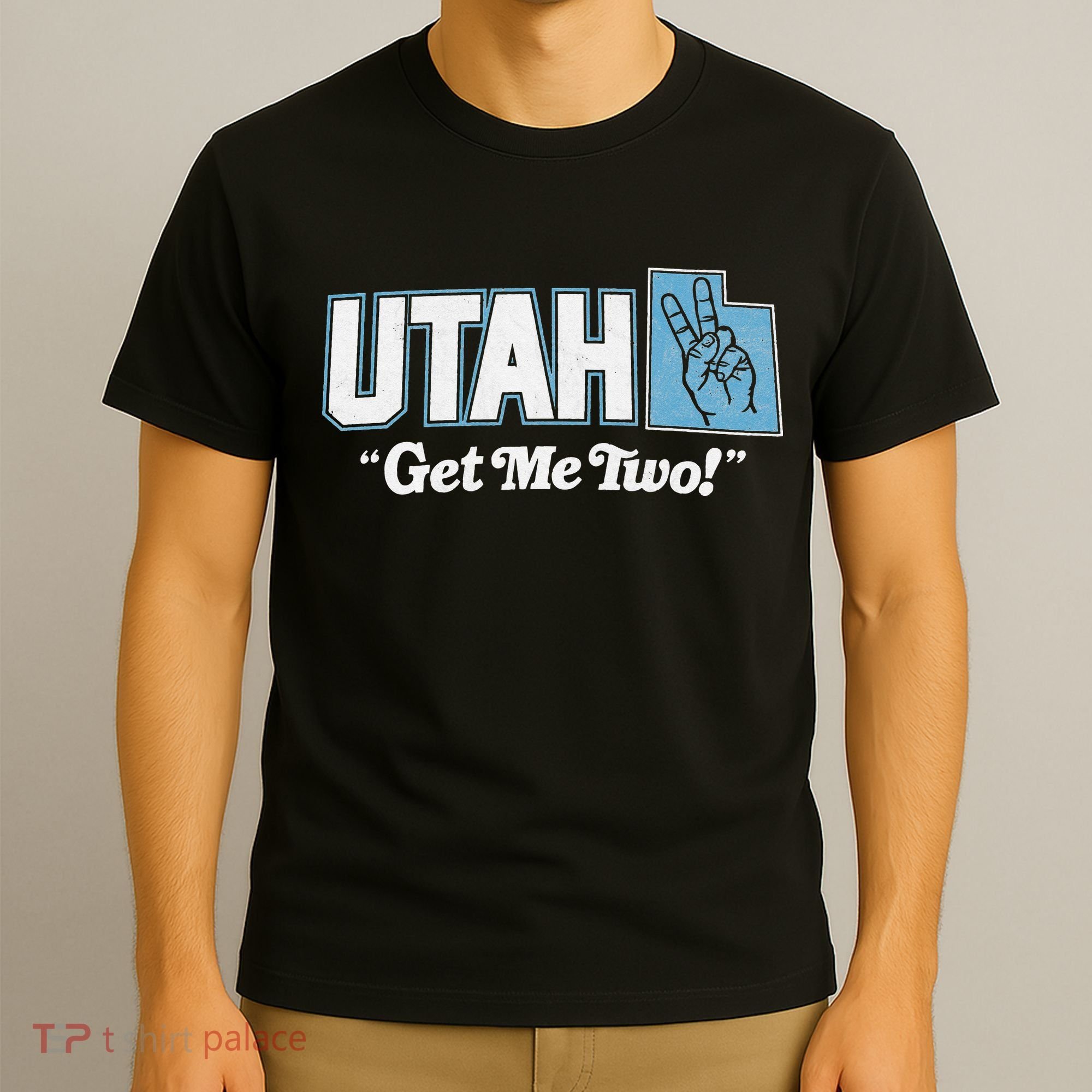 UTAH state slogan get me two finger hand retro 90s action T-Shirt