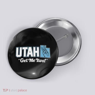 UTAH state slogan get me two finger hand retro 90s action Button