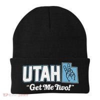 UTAH state slogan get me two finger hand retro 90s action Beanie thumb 0