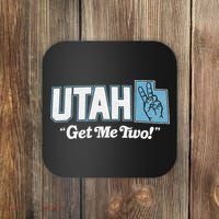 UTAH state slogan get me two finger hand retro 90s action Coaster thumb 0