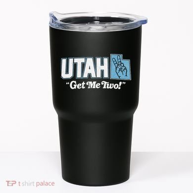 UTAH state slogan get me two finger hand retro 90s action Tumbler