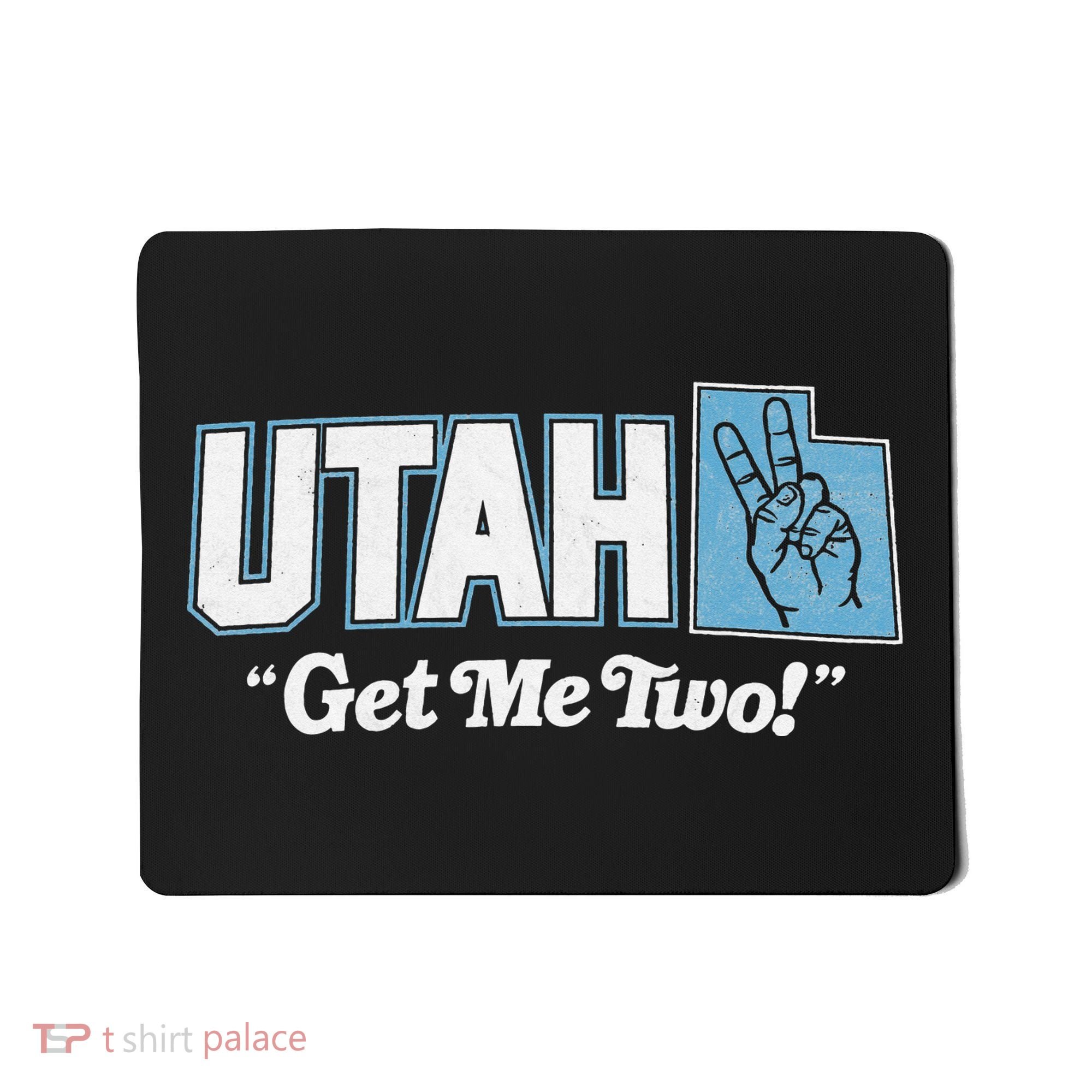 UTAH state slogan get me two finger hand retro 90s action Mousepad