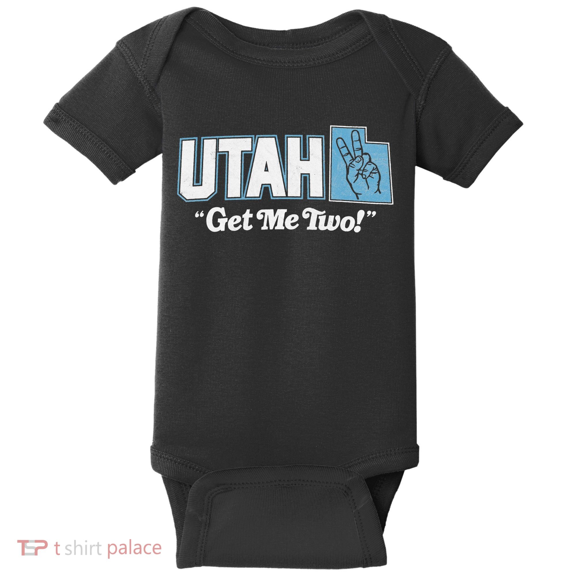 UTAH state slogan get me two finger hand retro 90s action Baby Bodysuit