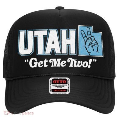 UTAH state slogan get me two finger hand retro 90s action Hat
