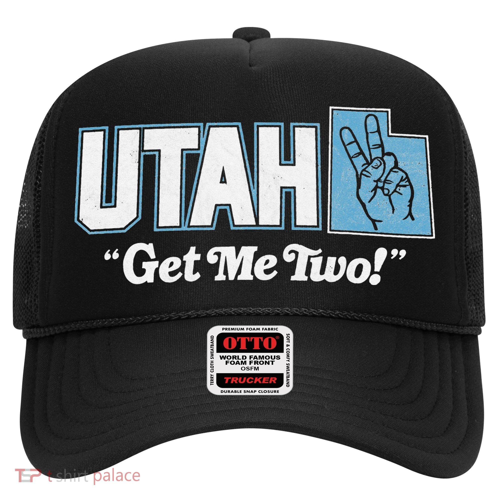 UTAH state slogan get me two finger hand retro 90s action Hat