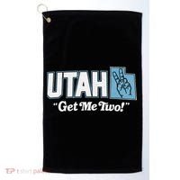 UTAH state slogan get me two finger hand retro 90s action Golf Towel thumb 0