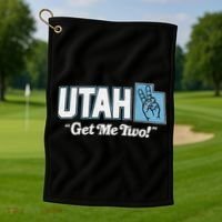 UTAH state slogan get me two finger hand retro 90s action Golf Towel thumb 1