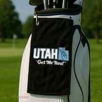 UTAH state slogan get me two finger hand retro 90s action Golf Towel thumb 2