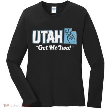 UTAH state slogan get me two finger hand retro 90s action Women's Long Sleeve Shirt