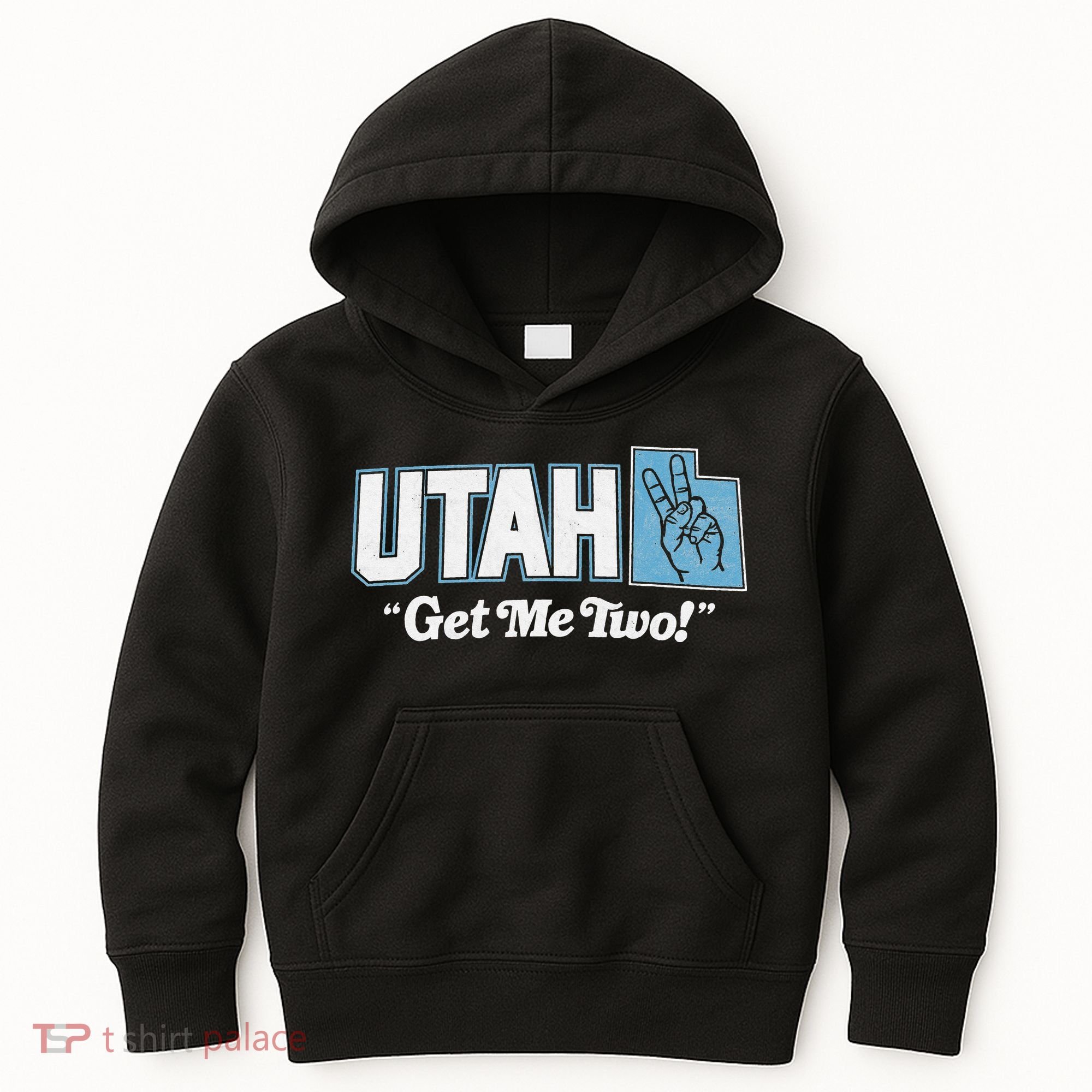 UTAH state slogan get me two finger hand retro 90s action Kids Hoodie
