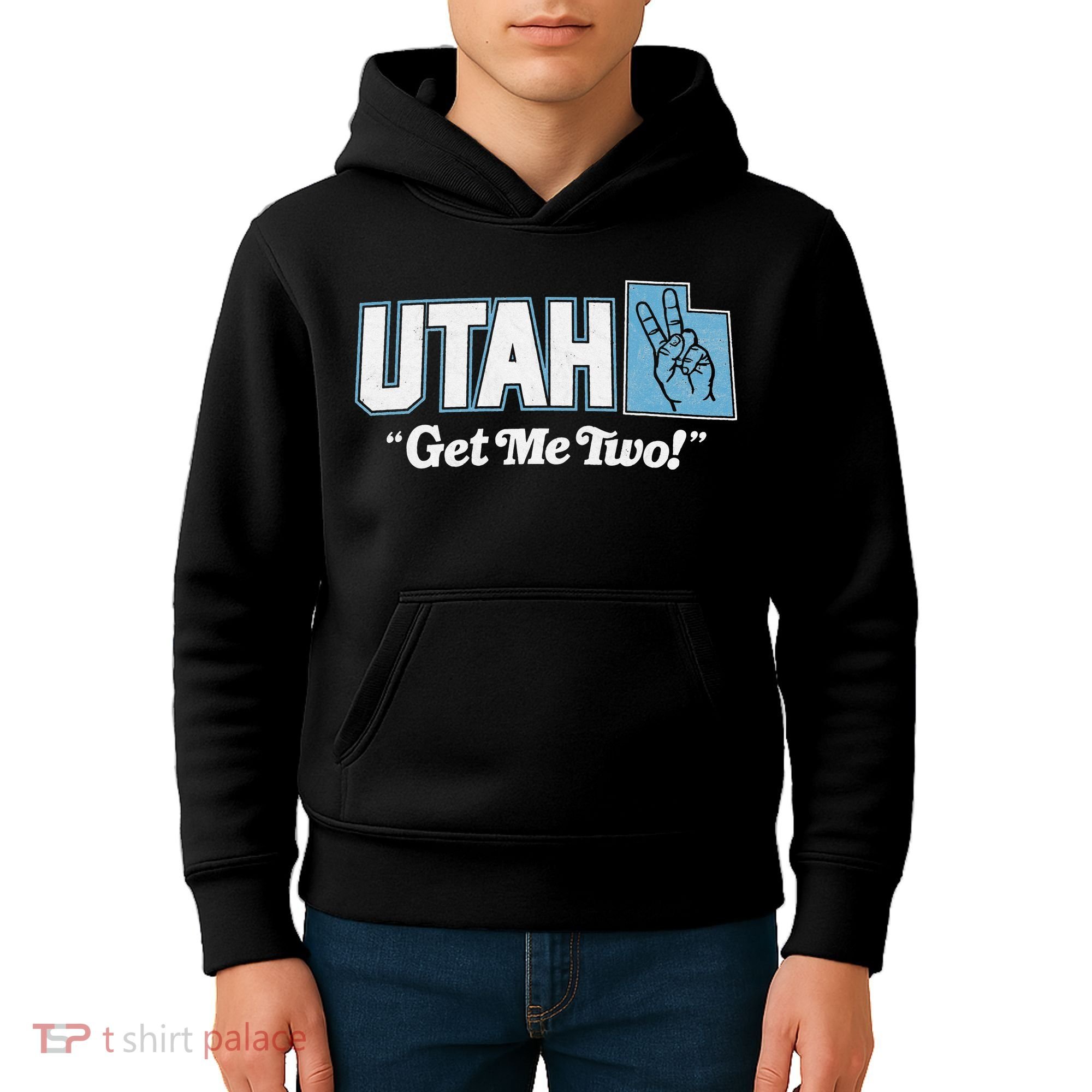 UTAH state slogan get me two finger hand retro 90s action Kids Hoodie