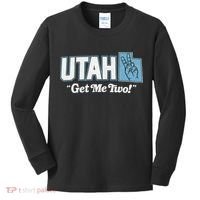 UTAH state slogan get me two finger hand retro 90s action Kids Long Sleeve Shirt thumb 0