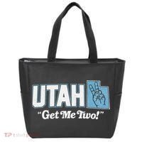 UTAH state slogan get me two finger hand retro 90s action Tote Bag thumb 0
