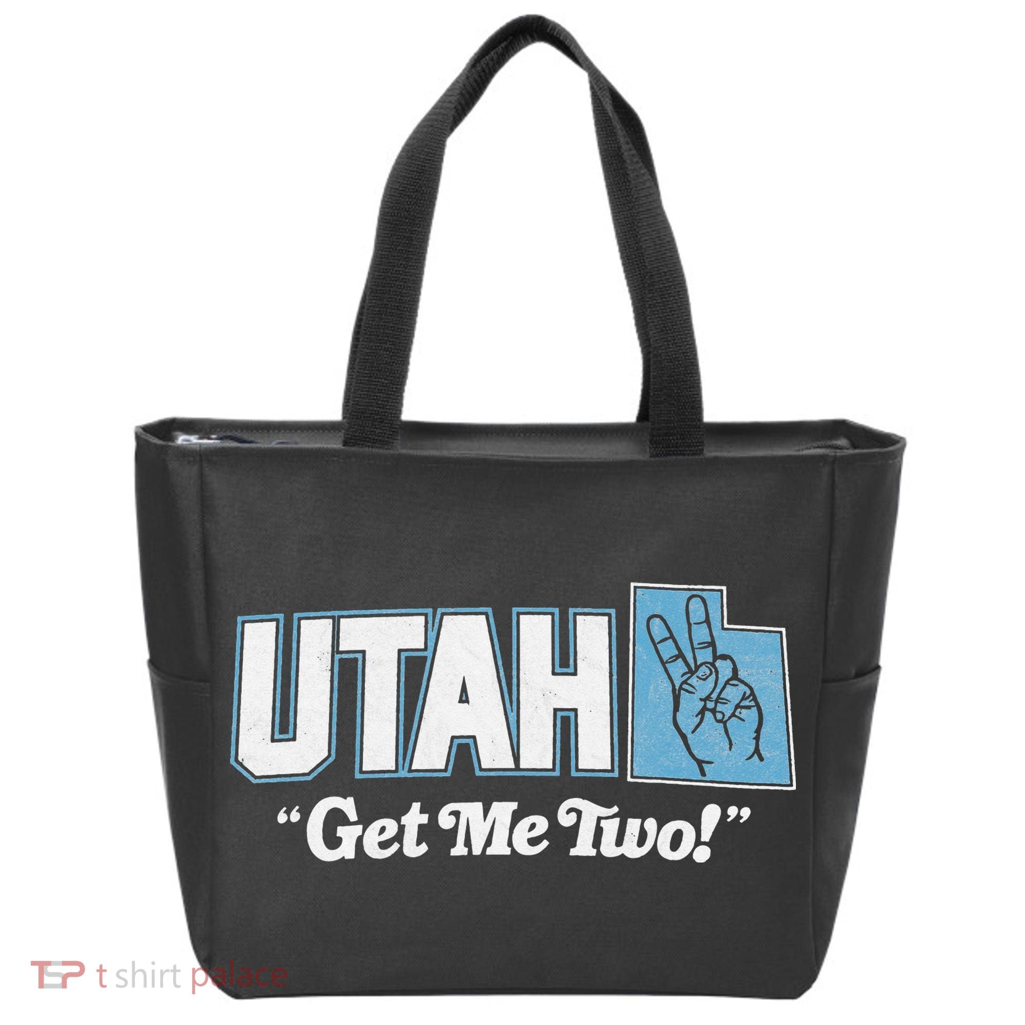 UTAH state slogan get me two finger hand retro 90s action Tote Bag