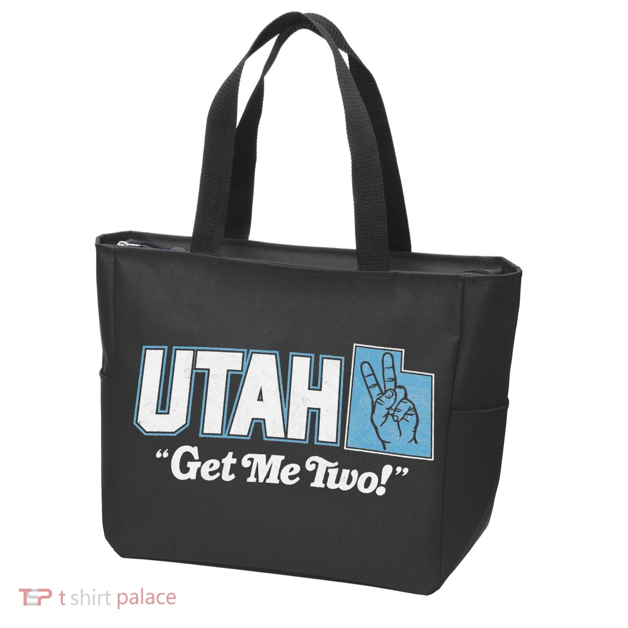 UTAH state slogan get me two finger hand retro 90s action Tote Bag