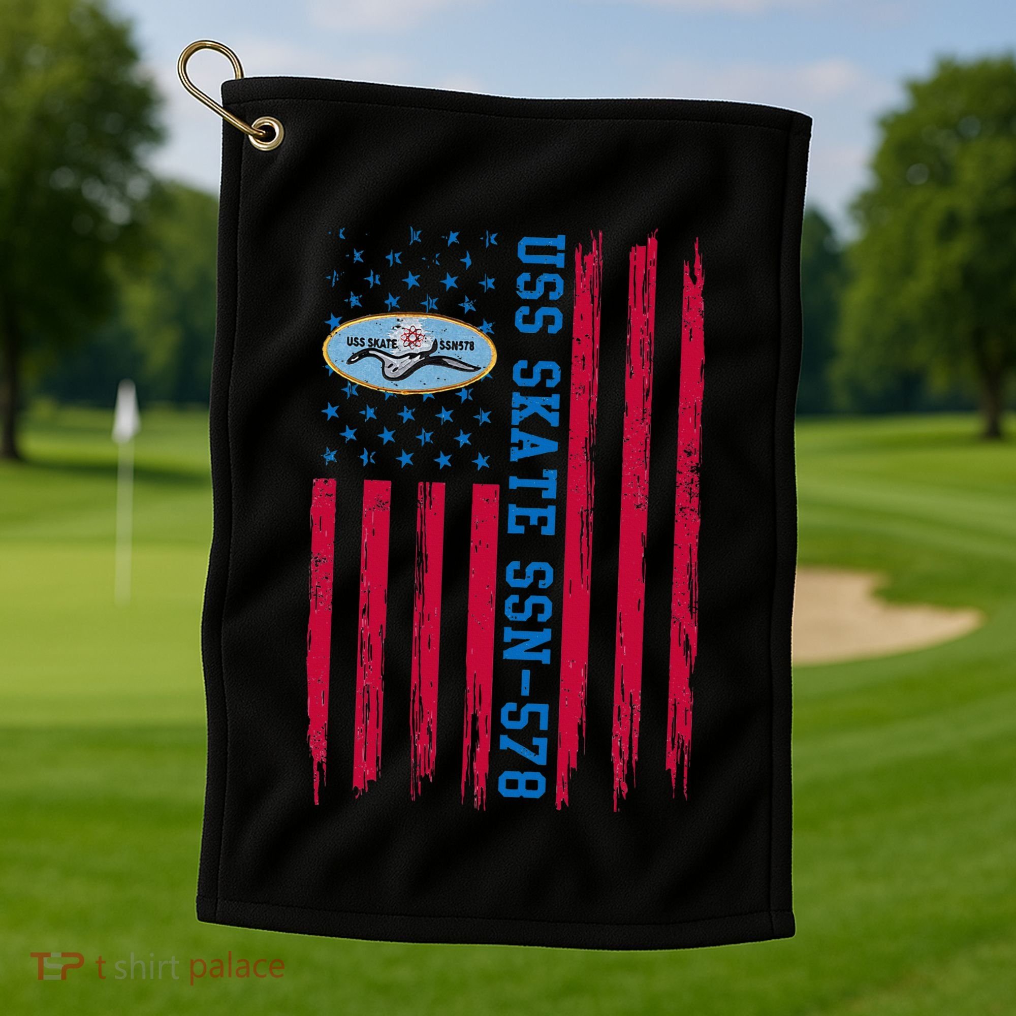 Uss Skate Ssn578 American Flag Submarine Golf Towel
