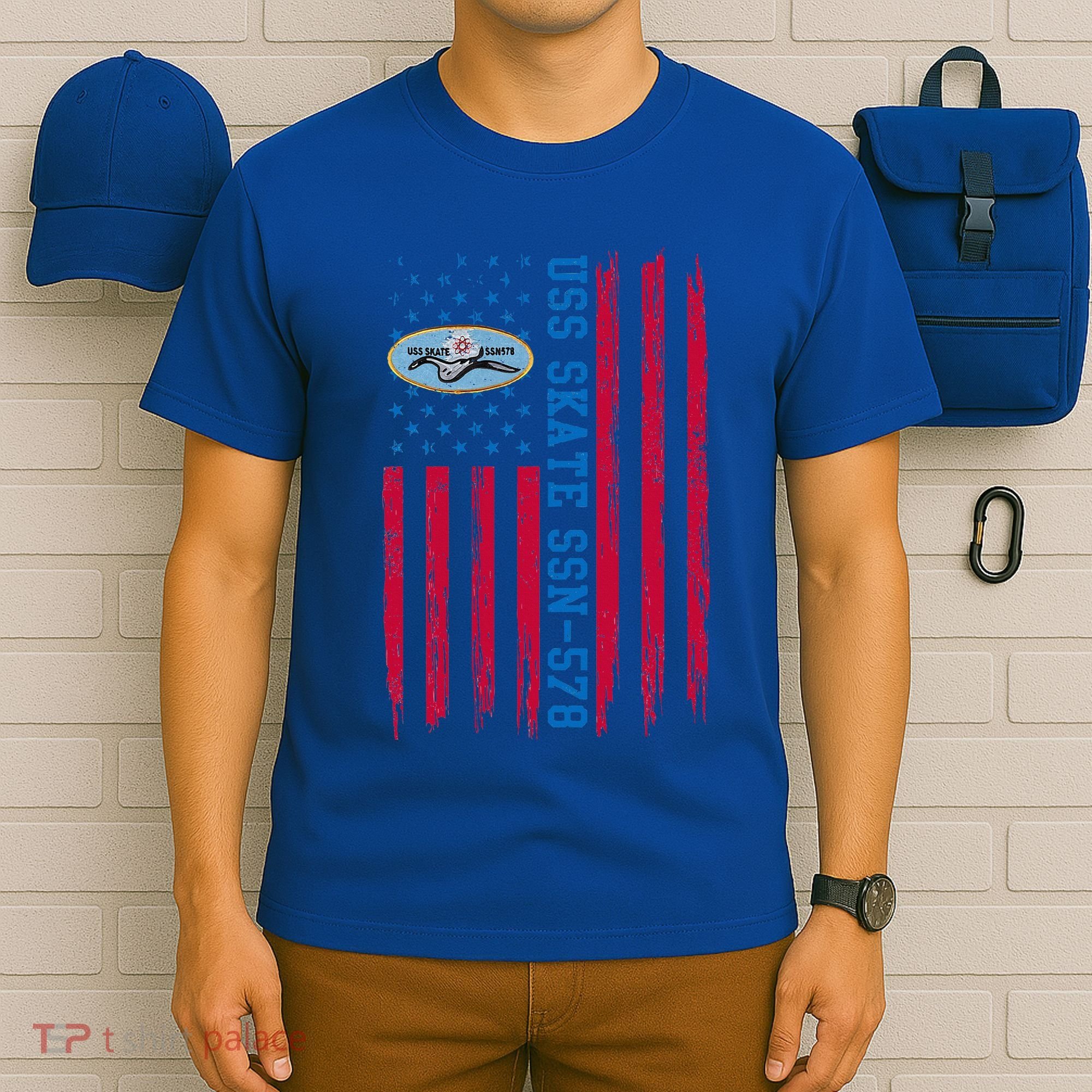 Uss Skate Ssn578 American Flag Submarine T-Shirt