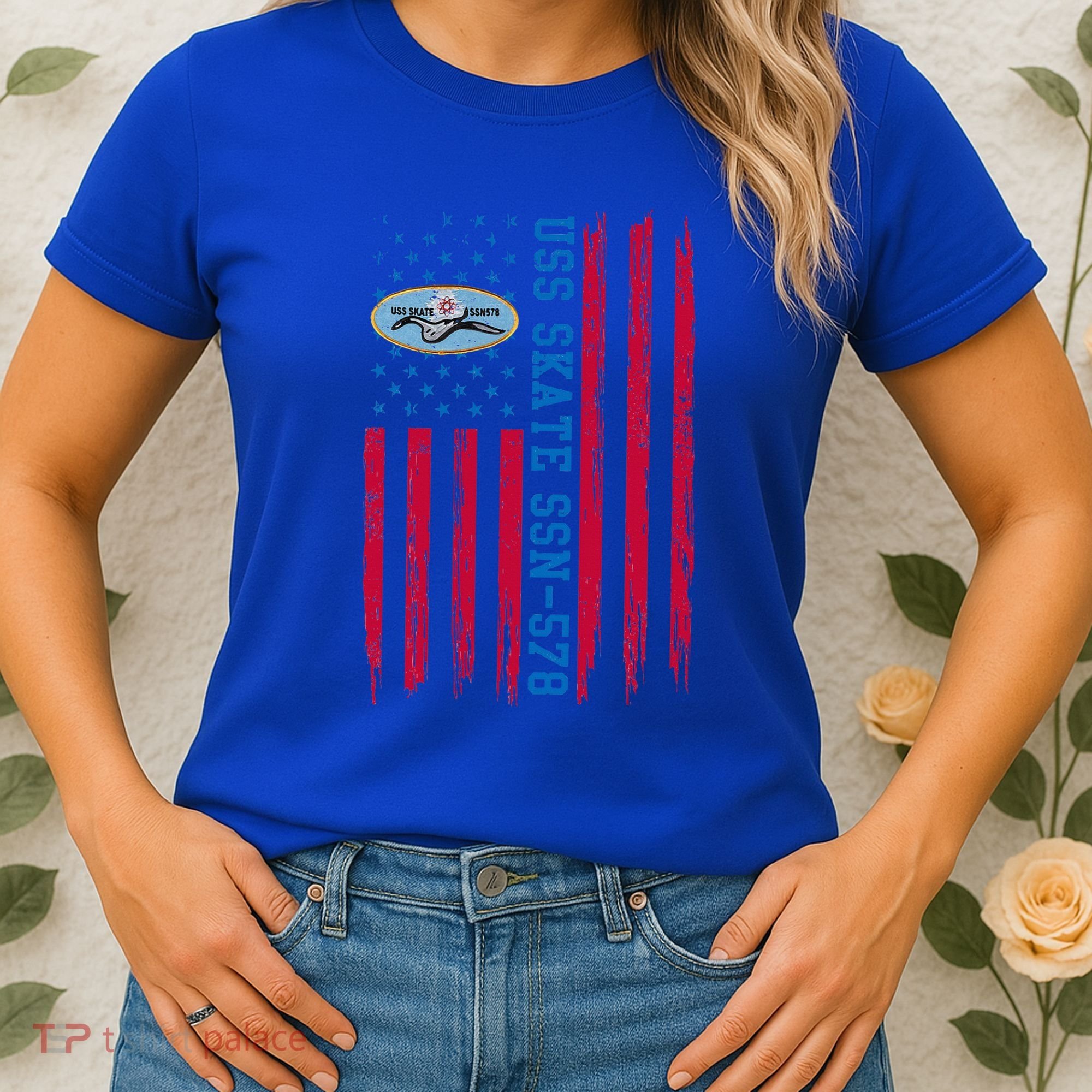 Uss Skate Ssn578 American Flag Submarine Women's T-Shirt