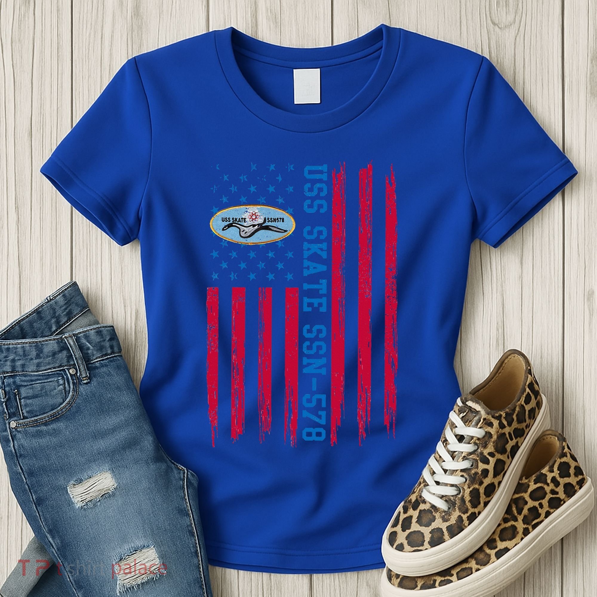 Uss Skate Ssn578 American Flag Submarine Women's T-Shirt