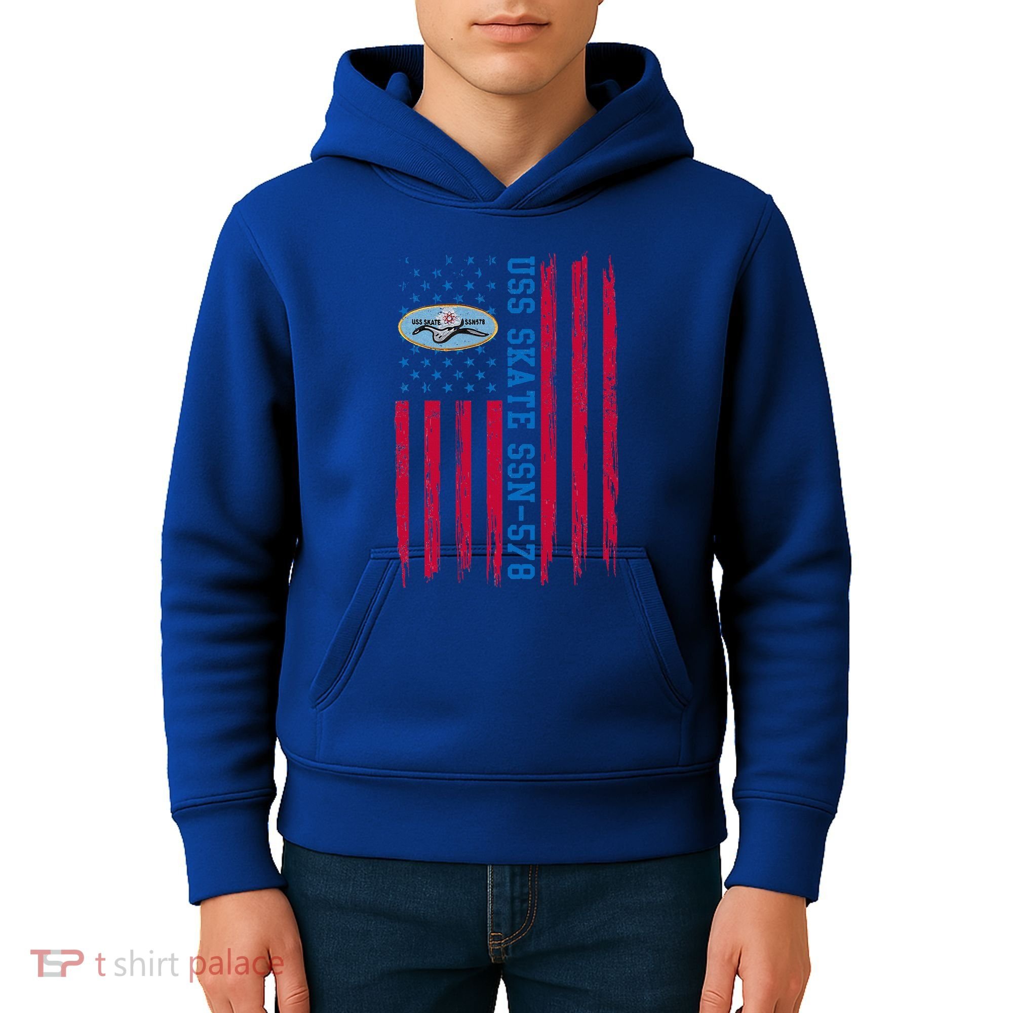 Uss Skate Ssn578 American Flag Submarine Kids Hoodie