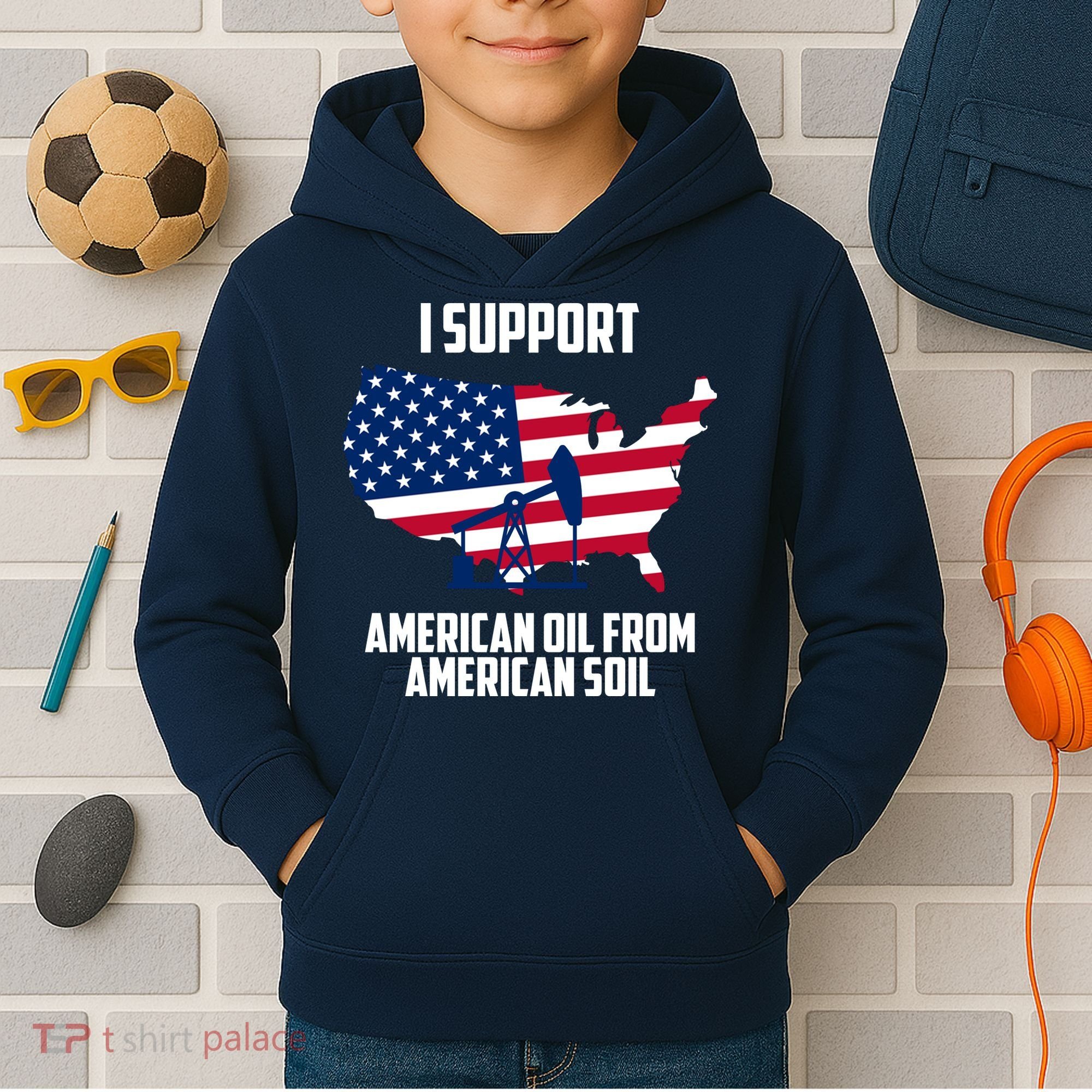 United States Support American Oil From American Soil Kids Hoodie