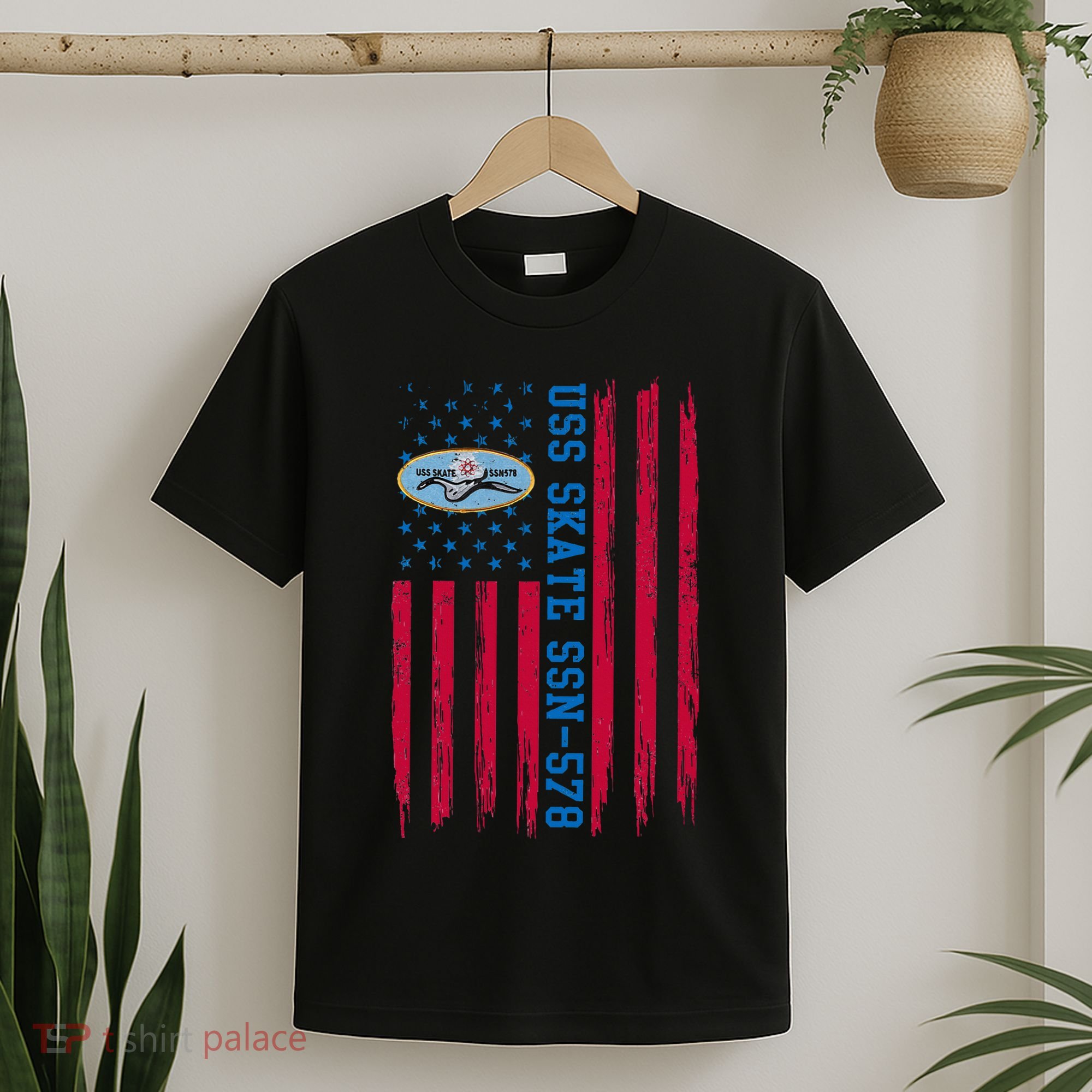 Uss Skate Ssn578 American Flag Submarine Ship Veteran T-Shirt