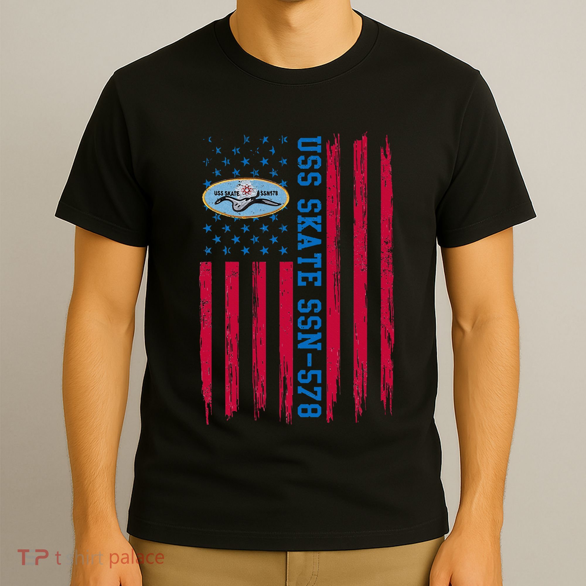Uss Skate Ssn578 American Flag Submarine Ship Veteran T-Shirt