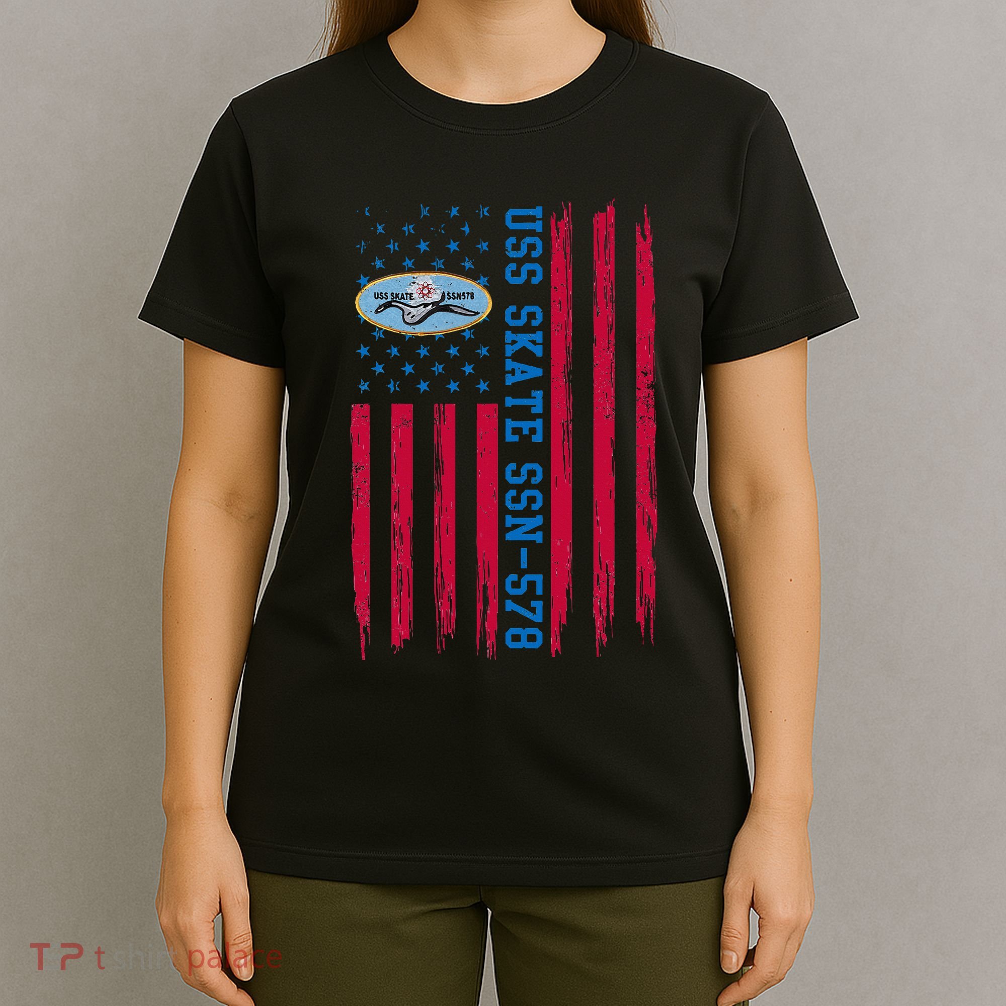 Uss Skate Ssn578 American Flag Submarine Ship Veteran T-Shirt