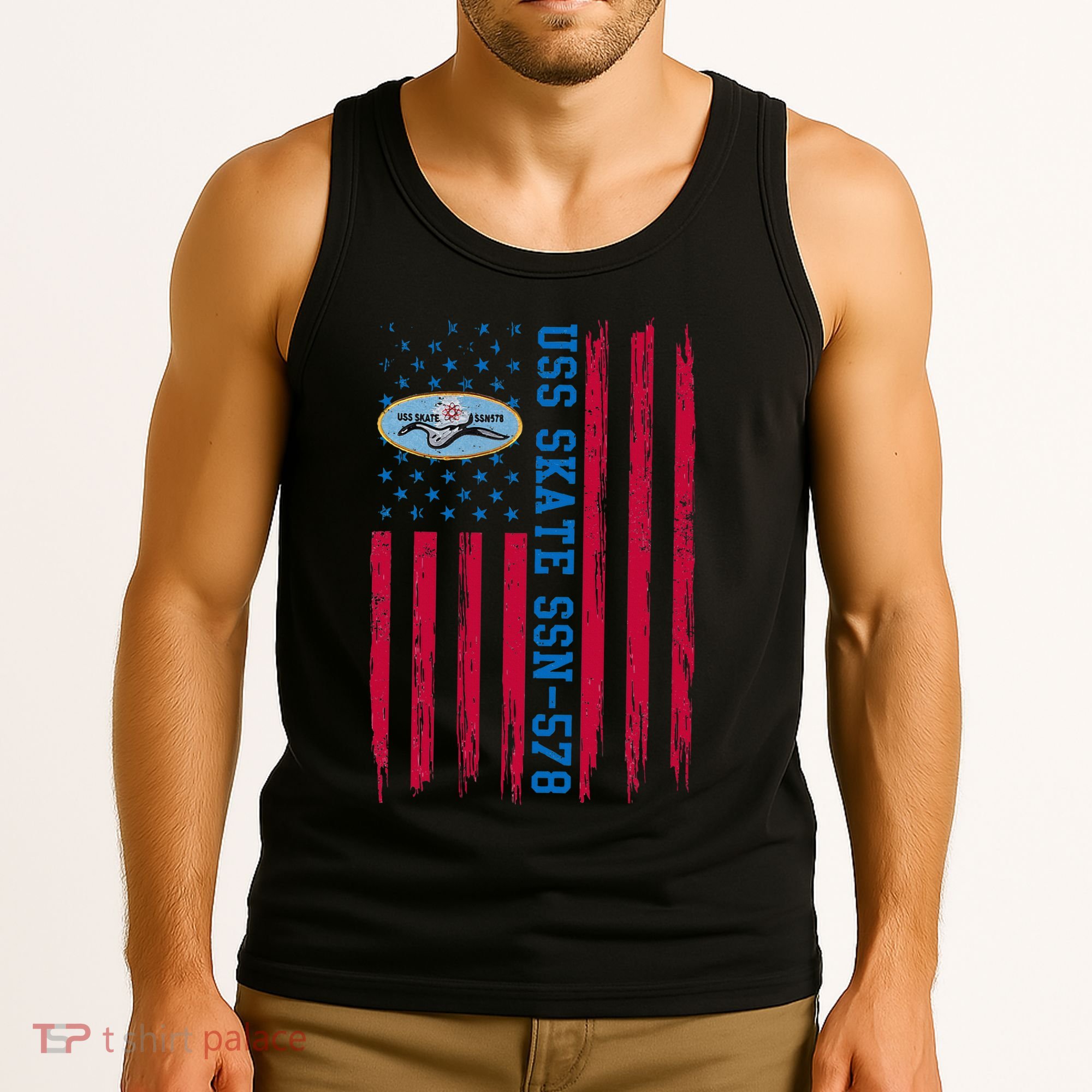 Uss Skate Ssn578 American Flag Submarine Ship Veteran Tank Top