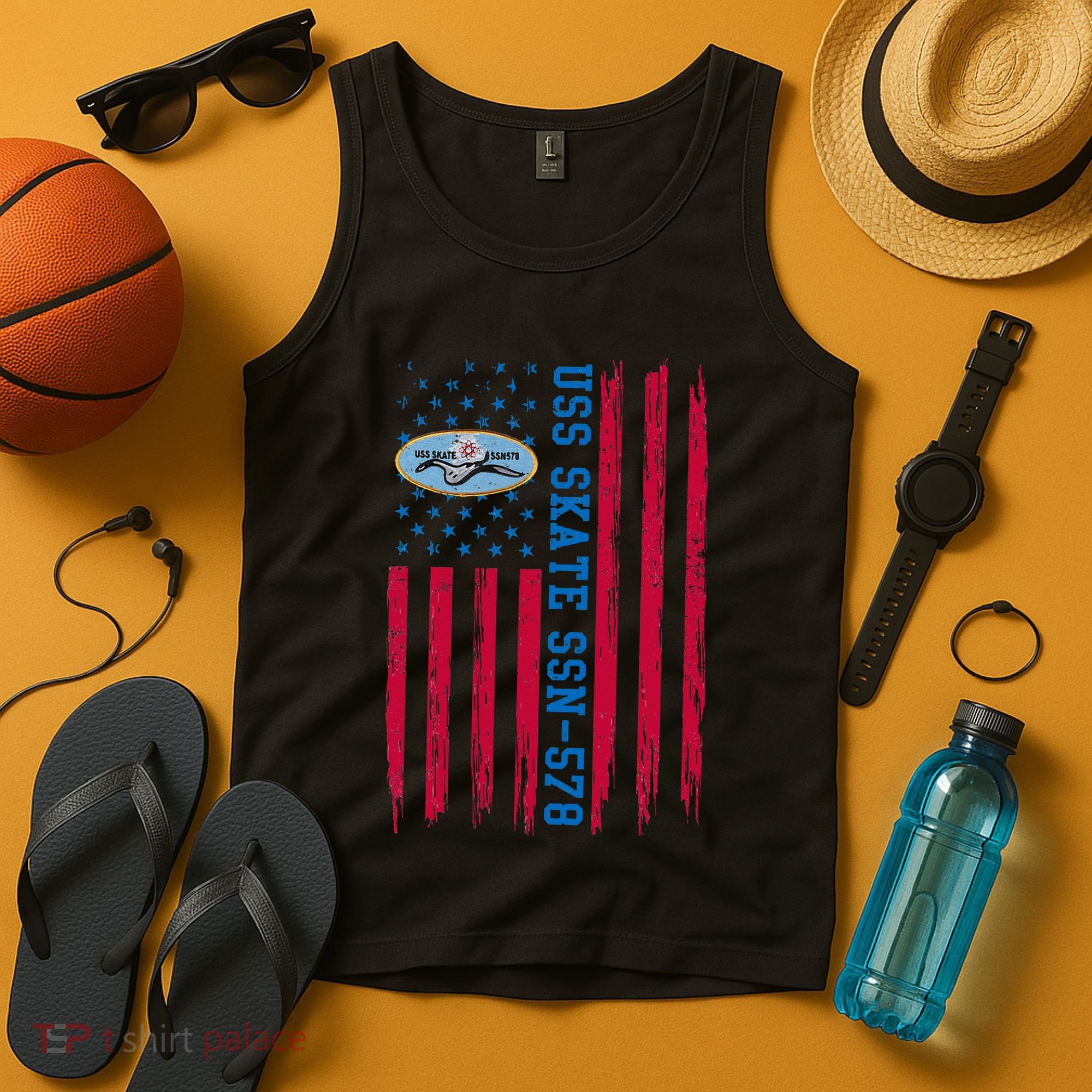 Uss Skate Ssn578 American Flag Submarine Ship Veteran Tank Top